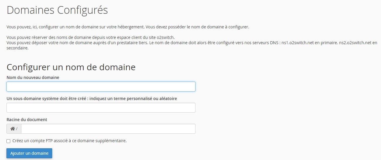 configurer domaine o2switch
